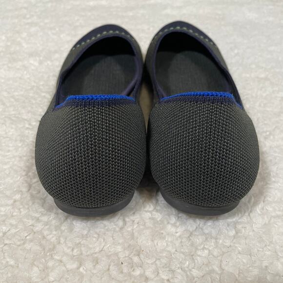 Rothy's The Square Highland Cap Toe Knit Ballet Flats Gray Navy 10 - Picture 6 of 9